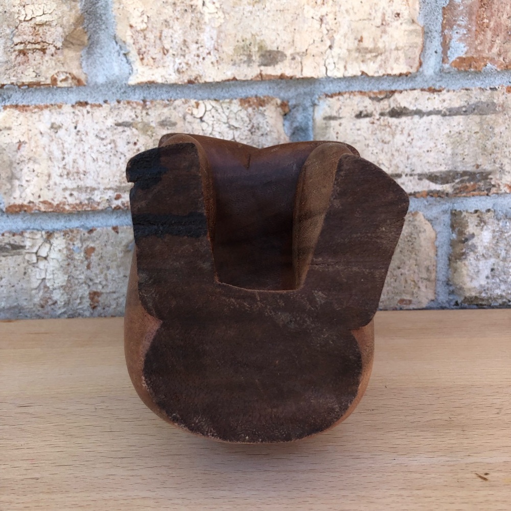 Vintage‎ Brown Resting Man Abstract Rustic Hand Carved Wooden Sculpture Art - Picture 8 of 10